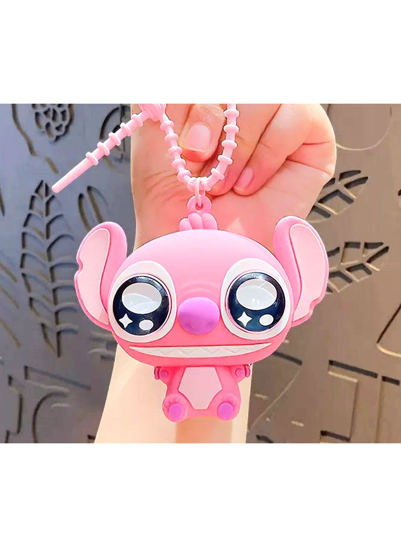 STITCH Pink Stitch Rubber Keychain with Pop-Out Eyes – Squeeze Stress Relief Keychain - Image 1